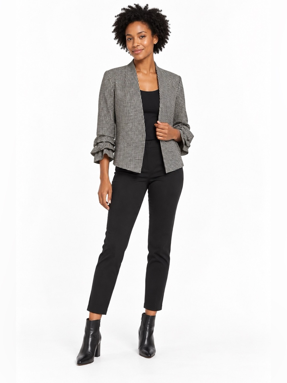 Rachel Zoe Checkered Blazer in Black & White Size Medium